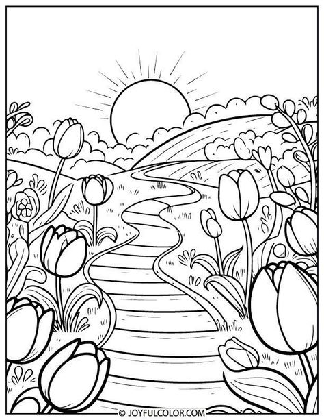 These beautiful tulip coloring pages are perfect for a springtime activity. They're fun for kids of all ages, and adults can enjoy them too.    #tulip #coloring #spring #activity #kids Tulip Coloring Pages, Colouring In, Kids Colouring Printables, Spring Coloring Sheets, Spiderman Coloring, Adult Colouring Printables, Doodles Art, Barbie Coloring Pages, Kids Illustration