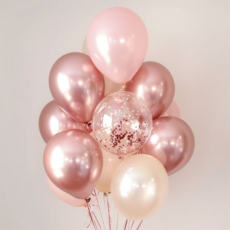 Pink Confetti Balloons, Party Ballons, Bridal Shower Decoration, Pearl Party, White Confetti, Unicorn Party Supplies, Parents Anniversary, Tropical Pink, Pink Confetti