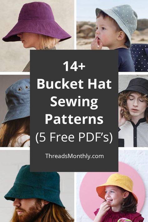 Here are the best bucket hat sewing patterns I've found. They're paper or printable PDF templates that you use to cut fabric. 5 are free! I featured multiple sizes for men, women, and children, and designs that are reversible and have ties. Make your own DIY hat this summer. This is a fun sewing project idea for beginners and beyond. Make them for yourself or as diy gifts. Molde, Couture, Reversible Bucket Hat Free Pattern, Free Hat Sewing Pattern, Bucket Hat Sewing Pattern Free, Free Hat Patterns To Sew, Free Bucket Hat Sewing Pattern, Hat Patterns To Sew Free, Hat Patterns To Sew Women
