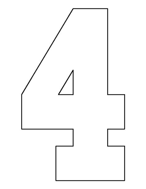 Number 4 pattern. Use the printable outline for crafts, creating stencils, scrapbooking, and more. Free PDF template to download and print at http://patternuniverse.com/download/number-4-pattern/ Number 40 Template Free Printable, Large Printable Numbers, Number Template Printable, Free Printable Numbers, 4 Number, Cake Templates, Number Templates, Number Stencils, Number Patterns