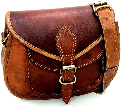 Amazon.com: Women Leather Crossbody Shoulder Bag Satchel ladies Purse Genuine Multi Pocket Saddle Vintage Handmade Travel by Firu Handmade : Clothing, Shoes & Jewelry Multi Pocket Bag, Cross Body Satchel, Crossover Bags, Ladies Purse, Handmade Purses, Leather Crossbody Purse, Women Leather, Creative Designs, Women Bags