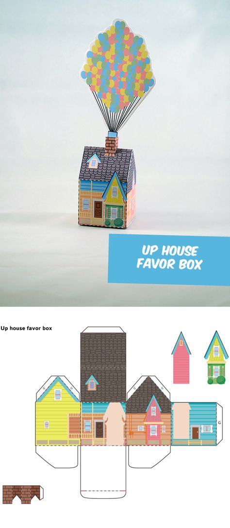 Create your own Disneys UP House Favor Box! Up House Template Free Printable, Disney Up House Printable, Up House Valentines Boxes, Up House Craft, Up House Template, Diy Up House, Up House Printable, Up Printables, Box Crafts For Kids