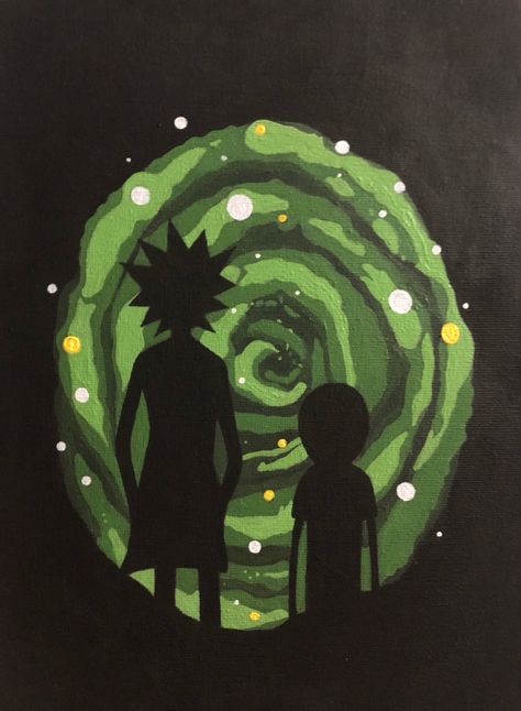 Tela, Rick And Morty Bedroom Ideas, Easy Rick And Morty Painting, Video Game Painting Ideas, Painting Ideas Rick And Morty, Rick And Morty Portal Painting, Canvas Painting Ideas For Guys, Rick And Morty Paintings, Rick And Morty Canvas Painting