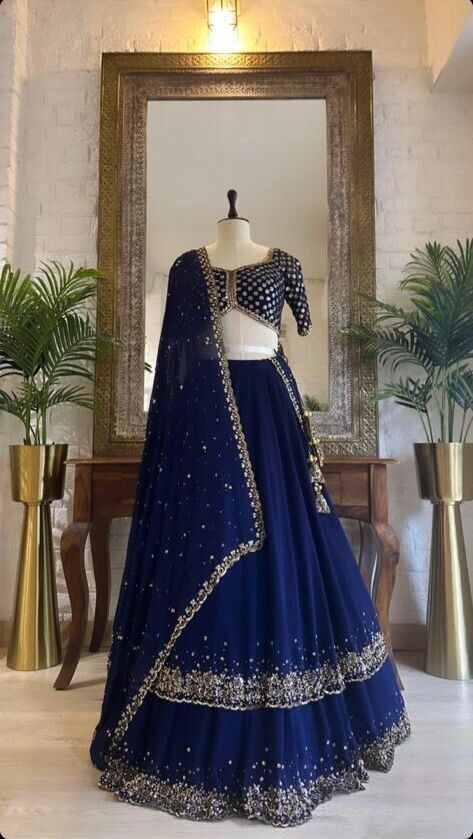 Add some sparkle to your wardrobe with these stunning Pakistani Designer Heavy Indian Lengha Lehenga Choli! Available in beautiful blue color, stitched up to size S,XL(44 inches), made with heavy georgette material. Perfect for weddings and parties. Get your hands on this ethnic wear now! #PakistaniDesigner #LehengaCholi #WeddingWear #EthnicFashion #BridalFashion #eBay #eBayStore #eBaySeller #Lengha #Blue #India #HeavyGeorgette #Doesnotapply #Women #BridalFashion https://www.ebay.com/itm/29... Indian Lengha Wedding, Indian Lenghas, Lengha Wedding, Blue Lengha, Indian Wedding Bridesmaids, Royal Blue Lehenga, Indian Lengha, Haldi Outfits, Red Lehenga Choli