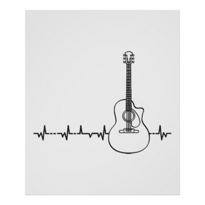 Guitar Heartbeat Pulse - Musical Theme Poster - vintage heart gifts love hearts custom Guitar Heartbeat Tattoo, Theme Poster, Heartbeat Tattoo, Guitar Posters, Svg Ideas, Musical Theme, Christmas Svg Files, Music Note, Love Hearts