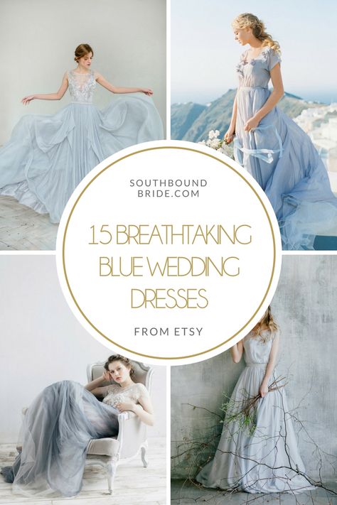 15 BREATHTAKING BLUE WEDDING DRESSES FROM ETSY | SouthBound Bride Aqua Wedding Dress, Ice Blue Wedding Dress, Baby Blue Wedding Dresses, Blue Bridal Dress, Irish Wedding Dresses, Ice Blue Weddings, Wedding Gowns Ideas, Blue Lace Wedding Dress, Color Wedding Dresses