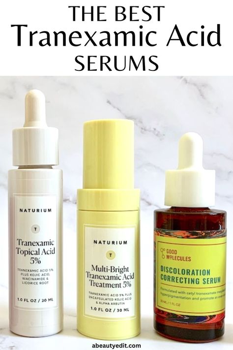 The Best Tranexamic Acid Serums Kojic Acid Serums, Tranexamic Acid Benefits, Pantothenic Acid Benefits, Fade Hyperpigmentation, Hyperpigmentation Serum, Skin Care Hyperpigmentation, Skin Hacks, Girly Tips, Serum Benefits