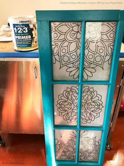 Dress up your outdoor decor with this colorful DIY Painted Vintage Window project by Katie Gaines from Love Paper Paint! She says, “I’ve had an old glass pane window sitting in my studio for a few years, just collecting dust and spider webs. It needed a little love and a chance to shine again and I thought it would be fun to repurpose this lonely window into a colorful garden decoration. My style is a bit global-boho, so I imagined this window creating an uplifting vibe in a medita… Window Art Diy, Vintage Window, Vintage Windows, Most Popular Recipes, Diy Paint, Window Art, Afghan Crochet Patterns, The Glass, Popular Recipes