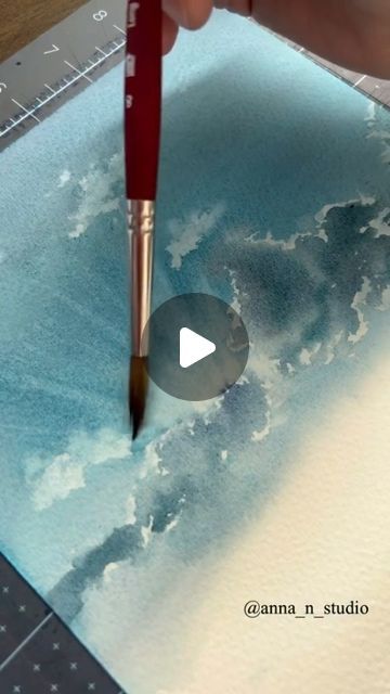 What To Paint With Watercolor Easy, Watercolor Ocean Landscape, Sea Watercolour Painting, Easy Watercolour Tutorials, Waterpaintings Aesthetic, Watercolour Sky Tutorial, Watercolor Landscape Art, Clouds Watercolor Tutorials, Watercolor Sky Paintings