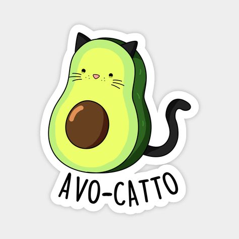 Avo-Catto Cute Avocado Cat Pun Avocado Puns, Avocado Cartoon, Cat Pun, Cat Puns, Animal Puns, Cute Avocado, Cute Puns, Dibujos Cute, Cartoon Cat