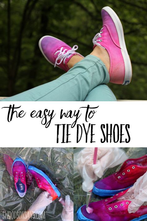 Follow this fun summer craft tutorial and see the easy way to tie dye shoes! Make hip ombre diy shoes to wear with summer dresses this year, follow this tie dye tutorial with photos and video. Great way to makeover old shoes, too! #tiedye #ad Dye Shoes Diy, Diy Tie Dye Shoes, Sharpie Shoes, Dye Shoes, Tie Dye Tutorial, Shoes Tie, Bleach Fabric, Tie Dye Shoes, Dyeing Tutorials