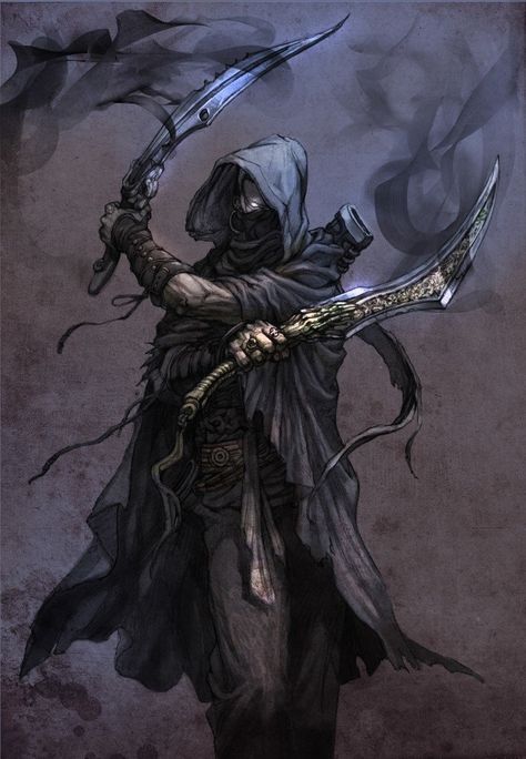 Fantasy Assassin, Two Swords, Arte Ninja, Heroic Fantasy, 다크 판타지, Male Character, Fantasy Male, Fantasy Warrior, Arte Fantasy