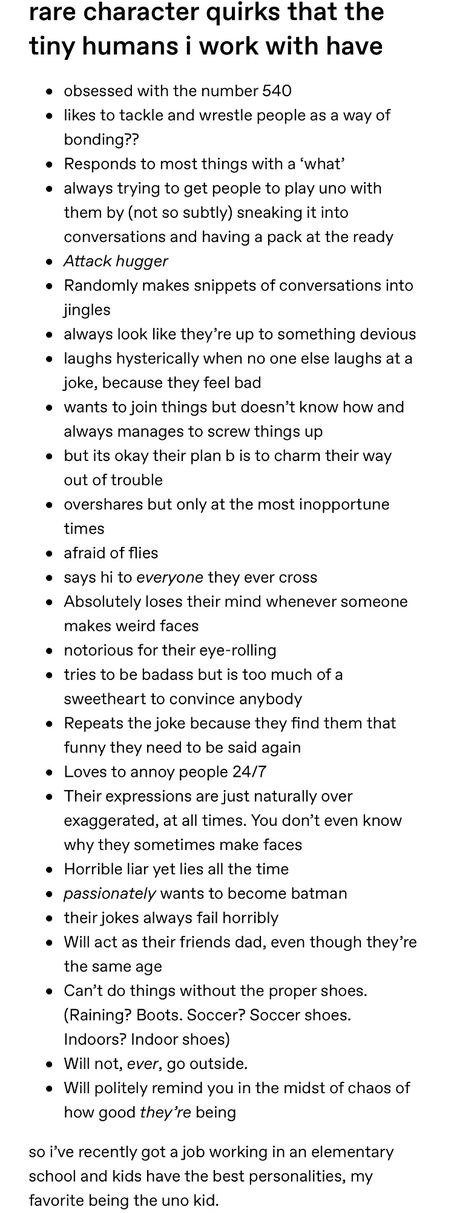 Writing Attraction Between Characters, Things To Give Your Characters, Weird Character Traits, Physical Features To Give Characters, Fun Character Quirks, How To Make A Character For A Book, Weird Habits For Characters, Jobs For Your Characters, Character Nervous Ticks