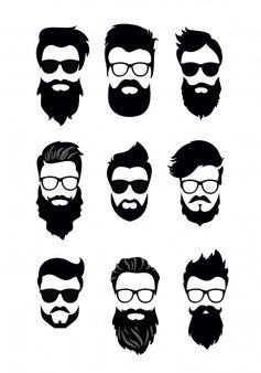 Premium Vector | Beard man barber shop logo vector illustration Hairstyles Wallpaper, Barba Hipster, Beard Silhouette, Beard Cartoon, Movember Mustache, Different Haircuts, Vintage Beard, Beard Illustration, Beard Logo