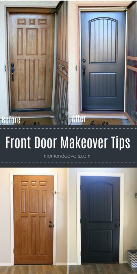 Front Door Makeover Tips – See Before & After photos, plus 5 things to consider when buying a new front door! AD Update Front Door Diy, Diy Front Door Makeover Ideas, Front Door Renovation Ideas, Front Door Makeover Before And After, Front Door Update Diy, English Cottage Living Room Ideas, Inside Of Front Door, Diy Front Door Makeover, Cottage Living Room Ideas