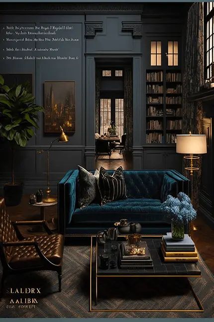 Dark Academia Interior Design | Room Idea, Decor & Products Modern Dark Academia, Dark Academia Living Room, Academia House, Dark Academia Interior, Dark Academia Home, Dark Academia Room, Academia Room, Dark Academia Decor, Dark Living Rooms