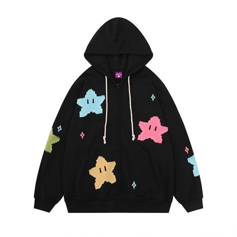 PRICES MAY VARY. Material: Polyester,women cute hoodies y2k jacket for teen girls is soft and comfy, skin friendly. Design: Star printed zip up hoodies for women oversized jacket,E-girl hooded sweatshirt with zipper, y2k clothing for women fairy grunge hoodie long sleeve, vintage graphic hoodies outfit, 2000s fashion streetwear. Size: S/M/L/XL. Y2K hoodies with zipper for women teen girls. Notice: Please check size information to pick the best fit for you, please check your measurements to make Sweatshirts, Design, Oversized Sweatshirt Aesthetic, Y2k Zip Up Hoodie, Grunge Hoodie, Zip Up Hoodies