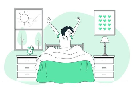 Morning Vectors & Illustrations for Free Download | Freepik New Habits, Morning Cartoon, Check Email, Keeping A Journal, Getting Up Early, Blog Sites, Free Activities, How To Wake Up Early, Flat Illustration