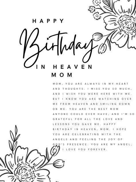 Birthday message for Mom in Heaven on her Birthday. Missing Mom On Her Birthday In Heaven, Mom Happy Birthday In Heaven, Heavenly Mother Birthday Quotes, Quote For Mom In Heaven, Mothers Birthday In Heaven Quotes, Happy 1st Heavenly Birthday Mom, Mama In Heaven Quotes, 1st Birthday In Heaven Mom, Message For Mother In Heaven