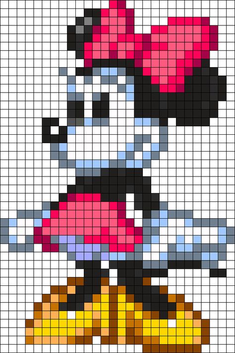 Minnie Ta Moko Tattoo, Disney Quilt, Perler Bead Disney, Perler Bead Pattern, Disney Cross Stitch Patterns, Fuse Bead Patterns, Pony Bead Patterns, Kandi Patterns, Hama Beads Patterns