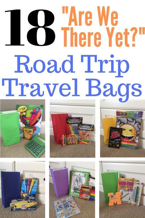 Plan ahead for your upcoming family road trip by making these awesome activity bags.  Just when they start to get bored, surprise your kids with a fun new activity and treat.  Inexpensive and essential "Are We There Yet?" bags!  #familyroadtrip, #roadtripwithkids, #roadtripideas, #DIYfamilytravel, #travelwithkids, #familytravel Road Trip Surprise Ideas, Roadtrip With Kids Activities, Roadtrip Activities For Kids Busy Bags, Road Trip Activity Bags, Road Trip Basket For Kids, Road Trip Surprise Bags, Kid Road Trip Ideas, Roadtrip Activities For Kids, Dollar Tree Road Trip Hacks