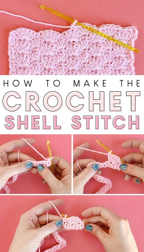 Crochet Scarf Shell Pattern, Easy Fun Crochet Stitches, Crochet Shell Stitch Diagram, Beginner Crochet Blanket Step By Step, Beautiful Shells Blanket, Angel Stitch Crochet Pattern, How To Crochet A Shell Stitch, Shell Stitch Tutorial, Shell Stiches Crochet Diagram