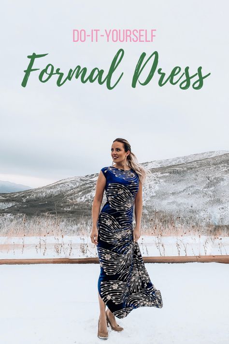 DIY formal dress tutorial. This dress is so easy! No buttons, zippers, darts, sleeves, or pleats. Just two side seams, two shoulder seams, and a hem. BAM! Done. Also, only 2 yards of fabric, and on sale it was $35 all in! Sew Formal Dress, Easy To Sew Formal Dress, Diy Formal Dress, Formal Dress Sewing, Formal Dress Patterns, Dress Sewing Tutorials, Midi Skirt Pattern, Dress Tutorial, Girls Special Occasion Dresses