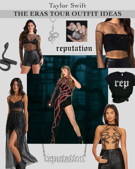 Taylor Swift Eras Concert Outfit Reputation, Taylor Swift Are You Ready For It Outfit, Taylor Swift Black Outfit Concert, Taylor Swift Tour Outfits Ideas All Eras, Reputation Tour Outfits Taylor Swift, Taylor Swift Era Outfits Reputation, Taylor Swift Outfits Concert Ideas Reputation, Taylor Swift Outfit Reputation Era, Taylor Swift Bad Reputation Outfits
