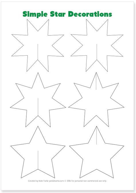 Simple Christmas Star Decorations - with free printable template and easy instructions Prism Christmas Ornaments, Christmas Star Template, Star Template Printable, Christmas Star Decorations, Star Template, Christmas Paper Crafts, Stars Craft, Handmade Christmas Decorations, Christmas Templates