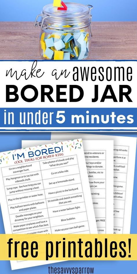 Summer I’m Bored List, I Am Bored Jar Ideas, I’m Bored Ideas For Kids, I’m Bored Jar For Kids, I’m Bored Jar Ideas, Board Jar Ideas, Mess Free Kids Activities, Kids Bored List, Summer Lists For Kids