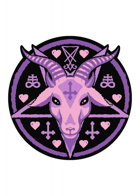 You won't lose your spot at the beach with the Pastel Goat Shaped Beach Towel from Too Fast. The black round towel features a perfect pastel purple and pink Baphomet design.    Black and pink   Round towel   Purple Baphomet design   Soft Microfiber   100% Polyester Croquis, Demonic Goat, Gothic Bathroom, Inverted Pentagram, Accessories Goth, Cocoppa Wallpaper, Occult Symbols, Attitude Clothing, Beach Tattoo