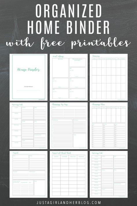 Grab this home binder with free printables to help you organize your time, goals, projects, household, and more! | #homebinder #printables #freeprintables #binderprintables #homeorganization Week Planer, Binder Printables Free, Home Organization Binders, Organizational Printables, Binder Templates, Gratis Printables, Emergency Binder, Free Printables Organization, Family Binder