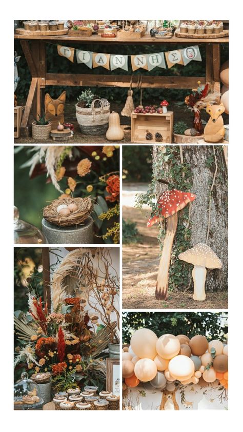 Woodland Animal Birthday Party Decoration, Whimsical Forest Party, Woodland Forest Birthday Party, Forest Animals Party, Woodsy Birthday Party, Forest Theme First Birthday, Enchanted Forest Baby Shower Theme Boy, Forest Birthday Decorations, Forest Decorations Party