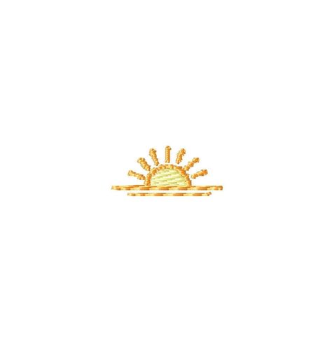 Mini Sunset Embroidery Design File Sun And Wave Embroidery, Simple Embroidery Beginner, Embroidery Aesthetic Designs, Embroidery Ideas Easy Simple, Embroidered Waves Simple, Embroider Ideas Easy, Embroidery Designs Print, Embroidery Designs Cartoon, Sunset Embroidery Easy