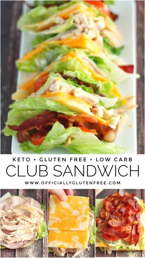 Keto Club Sandwich, Chicken Club Sandwich, Keto Gluten Free, Chicken Club, Gluten Free Low Carb, Lettuce Wrap, Club Sandwich, Low Carb Chicken, Lettuce