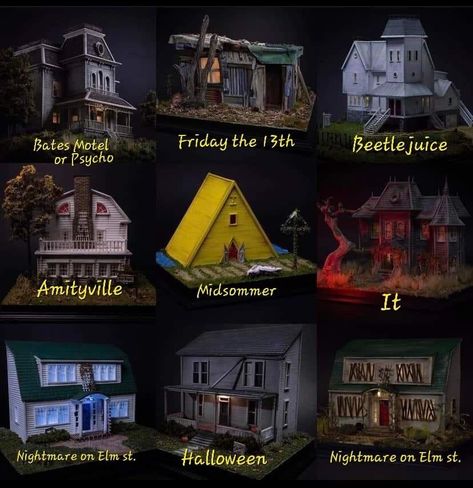 Humour, Horror Movie Houses, Horror Dollhouse, Horror Movie Room, Slasher Summer, Horror Room, Halloween Wallpaper Cute, Dollhouse Halloween, Movie Locations