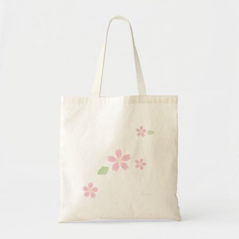 Little cherry blossom tote bag. Tela, Tote Bag Inspo Paint, Simple Tote Bag Design, Tote Bag Inspo, Decorated Tote Bags, Tote Bag Designs, Simple Tote Bag, Bag Painting, Bag Decor