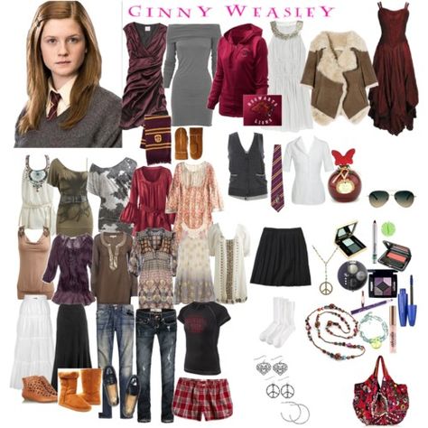 Ginny Weasley Ginny Weasley Outfit Ideas, Ginny Weasley Style, Ginny Weasley Outfits Aesthetic, Ginny Weasley Inspired Outfits, Ginny Weasley Costume, Ginny Weasley Outfits, Gryffindor Outfit, Ginny Weasly, Harry Potter Ginny Weasley