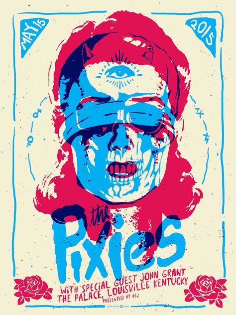 https://www.behance.net/gallery/25952415/PIXIES-POSTER Art And Illustration, The Pixies, ポップアート ポスター, Screen Printing Art, Color Poster, Band Poster, 타이포그래피 포스터 디자인, Rock Posters, Blue Eyed