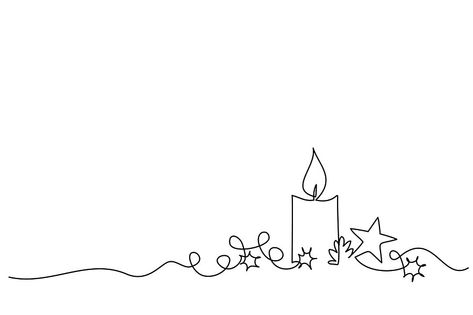Merry Christmas decoration. Continuous one line drawing art. Holiday greeting card Christmas ball, star and candle. Vector illustration Christmas One Line Drawing, One Line Christmas Drawing, Christmas Candle Drawing, Christmas Line Drawings, Easy Christmas Doodles, Christmas Line Art, Line Art Christmas, Candle Vector, Christmas Chalkboard Art