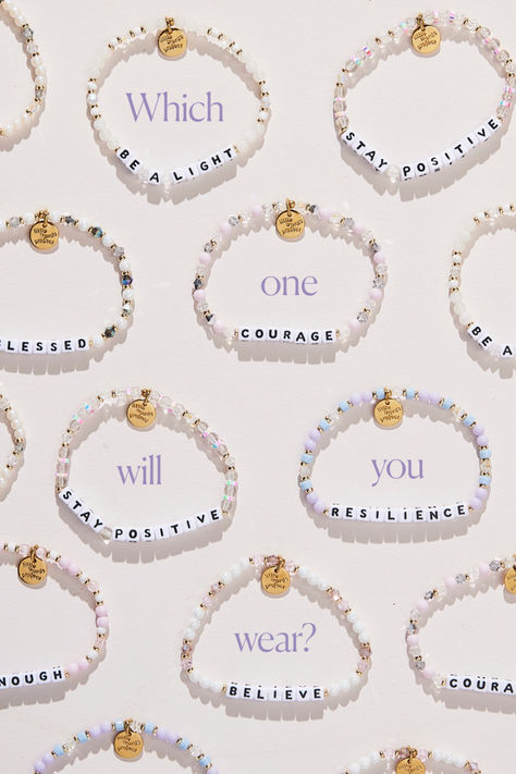 A Little Word™ can go a long way! 🥰 With 24,000+ 5-star reviews you can't go wrong with any bracelet that you pick.  “Seventh bracelet in my collection. Love the beads used in the design. Each day the words on my bracelets give me motivation and a sense of purpose." - Joan T. Homemade Beaded Bracelets, Words Bracelets, Friendship Bead Bracelets, Sorority Gifts Diy, Bead Bracelets Diy, Selling Bracelets, Seashells Art, Word Bracelets, Motivational Bracelets