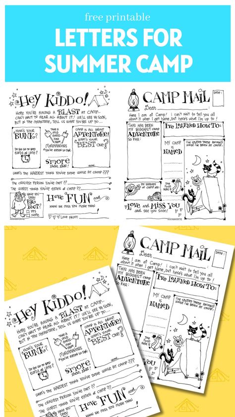 Download these free camp letter now! These printable sheets are the perfect way to enhance the bond between children and their parents or grandparents. Share heartfelt messages using our charming fill-in-the-blank designs, making communication fun and meaningful for everyone involved. Strengthen your family connections with these adorable letters. Camp Printables Free, Camp Letters To Kids From Parents, Camp Letters From Parents, Summer Camp Printables, Camp Letters, Camp Gifts, Nanny Ideas, Skip To My Lou, Free Printable Letters