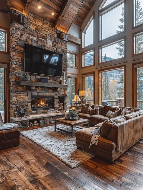 Log Houses Log Houses, Cabin Aesthetic Interiors, Mountain Cabin Aesthetic, Aesthetic Cabin, Log Cabin Living Room, Aesthetic Interiors, Dream Life House, Log Cabin Living, Cabin Aesthetic