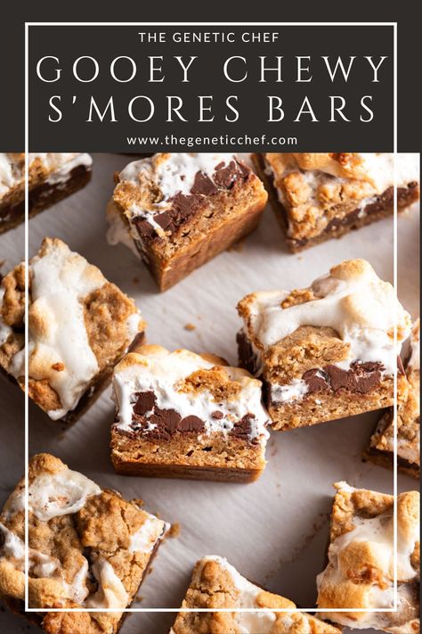 Smores Desserts For A Crowd, S’mores Bars Easy, S’mores Squares, Gooey Smores Bars, S’mores Blondies Recipe, S’more Squares, Fun Desserts For A Crowd, Gourmet Smores Bar, Popular Desserts For A Crowd