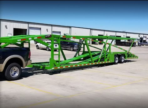 6 car trailer is affordable and it also offers more storage space. This trailer can make transportation very easier. Hotshot Trucking, Racing Trailer, Car Hauler Trailer, Car Symbols, Tow Truck Driver, Trucking Business, Towing Company, Car Hauler, Forestry Equipment