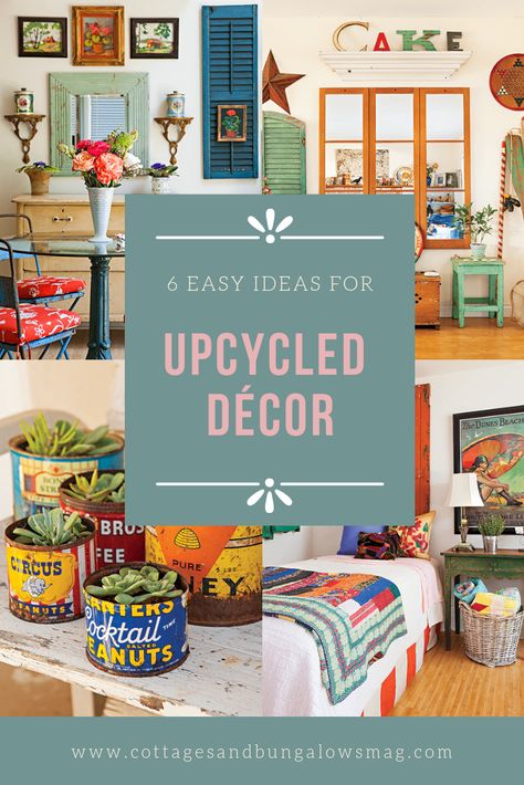 Upcycling, Eclectic Cottage Decor, Ecclectic Decor, Colorful Eclectic Home, Retro Decor Style, Vintage Eclectic Home, Eclectic Decor Vintage, Eclectic Homes, Eclectic Cottage