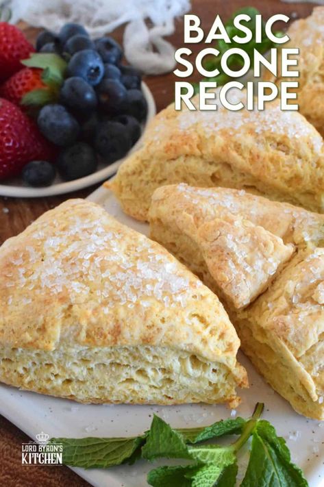 Basic Scone Recipe - Lord Byron's Kitchen Scones Cranberry, Perfect Scones Recipe, Sour Cream Scones, Basic Muffin, Banana Scones, Basic Scones, Baking Scones, Cherry Scones, Scone Recipes