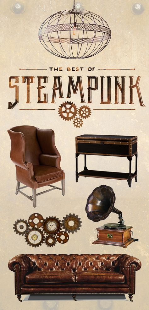 The Best Of Steampunk: Follow a winding staircase to a room filled with whirling gears and mysterious levers. Here you'll find all of the best Steampunk looks—hand picked by our curators just for you. Shop Now at dotandbo.com! Steampunk Interior Design, Décor Steampunk, Steampunk Rooms, Steampunk Bedroom, Punk Decor, Steampunk Interior, Trunk Or Treat Ideas, Mode Steampunk, Steampunk Furniture