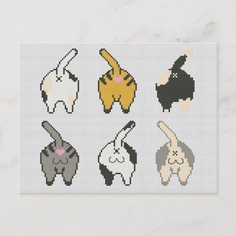 Cross Stitch Cat, Cute Elephants, Elephant Cross Stitch, Cross Stitch Projects Ideas, Cat Cross Stitches, Tiny Cross Stitch, Cat Cross Stitch Pattern, Animal Cross Stitch Patterns, Pola Kristik