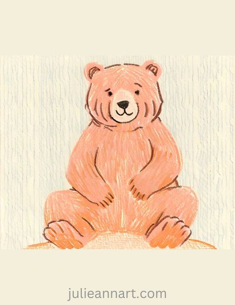 Sitting Bear Animal Sitting Drawing, Sitting Bear Illustration, Bear Hug Drawing, Sitting Bear Drawing, Bear Reference Drawing, Bear Sitting Drawing, Bear Drawing Cartoon, Bear Doodle Easy, Bear Sketch Simple